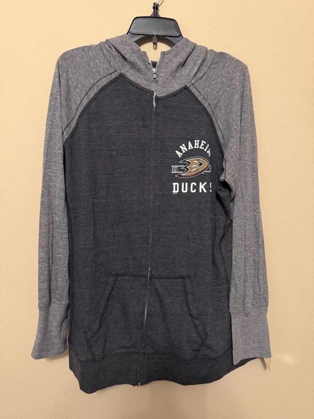 Anaheim Ducks Full Zip Hoodie Women’s 2XL NWT NHL Soft As A Grape Lightweight